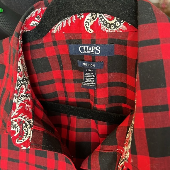 Chaps No Iron Long Sleeve Plaid Button Down Shirt Paisley, Women’s Sz L, NWOT - Picture 7 of 8